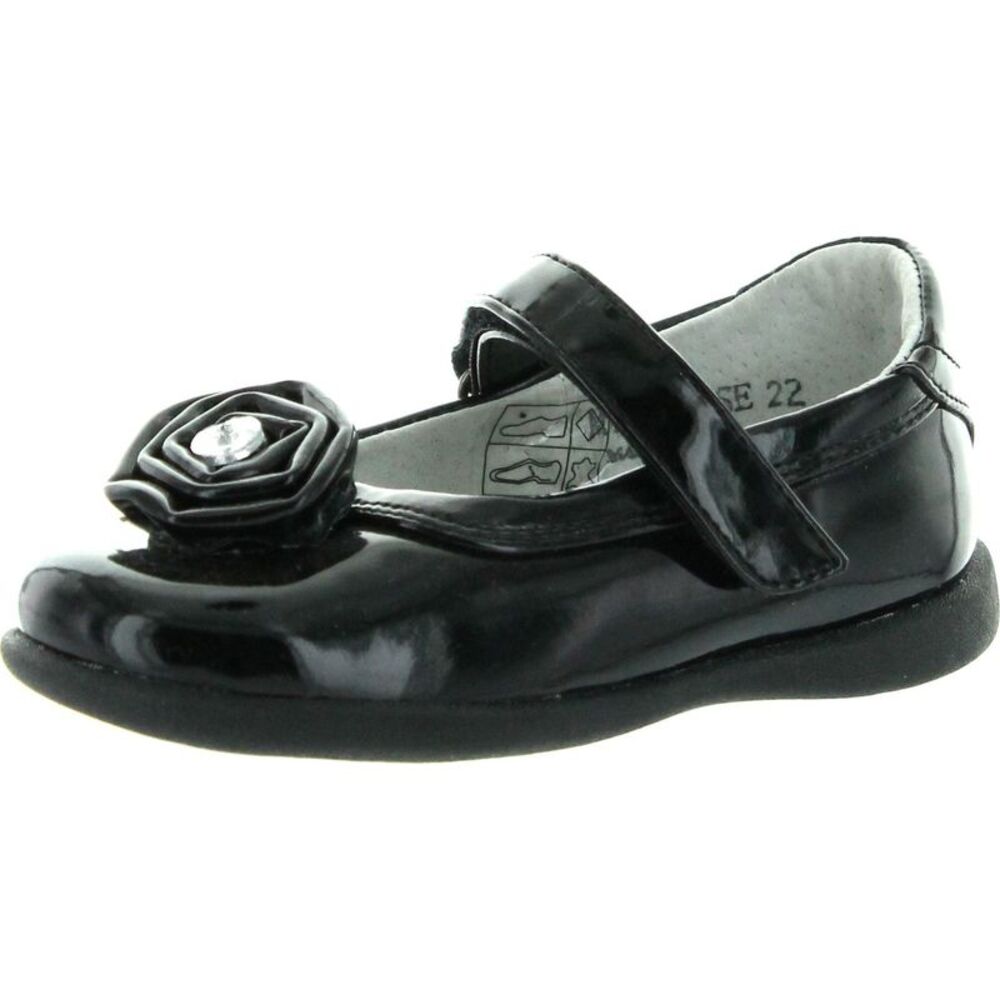Enzo Mini Rose Black Patent ToddlerG flats-shoes 22 NEW